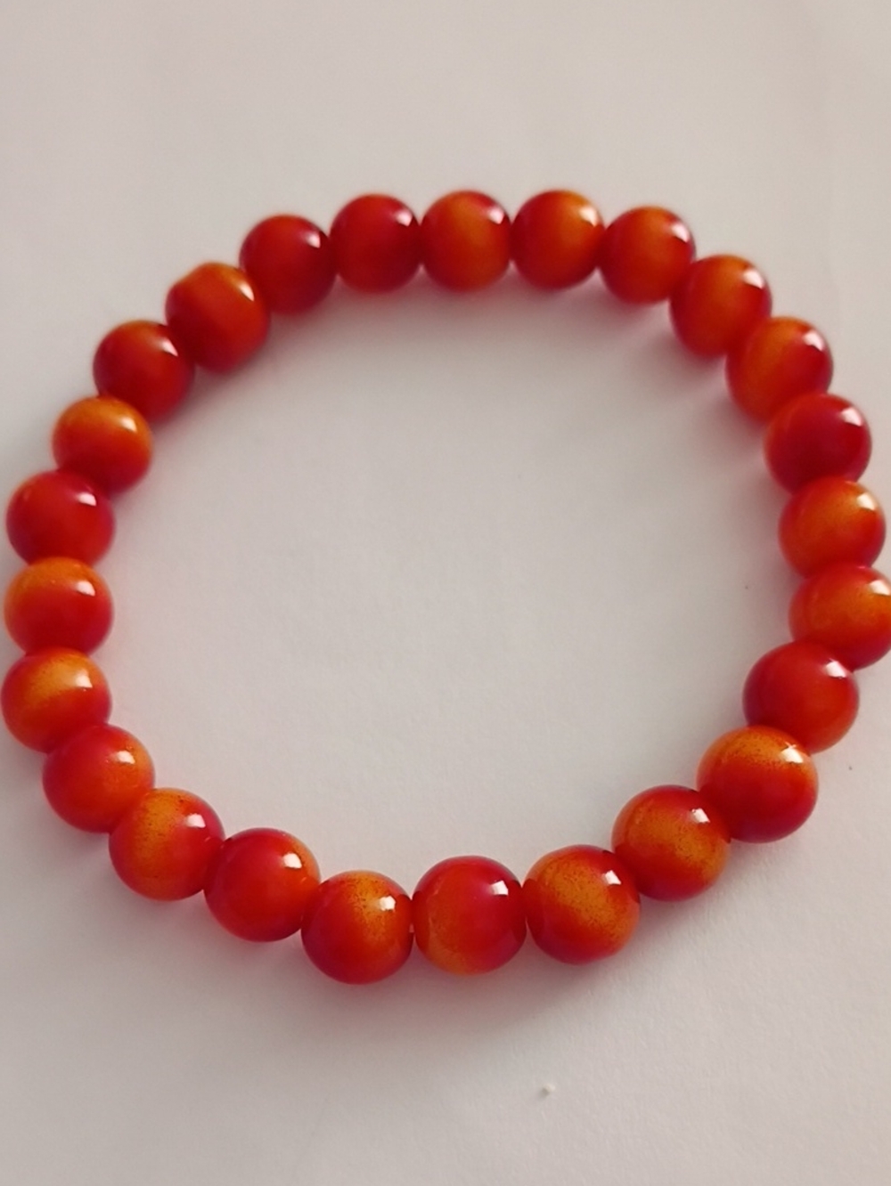Red Orange Beaded Stretch Bracelet